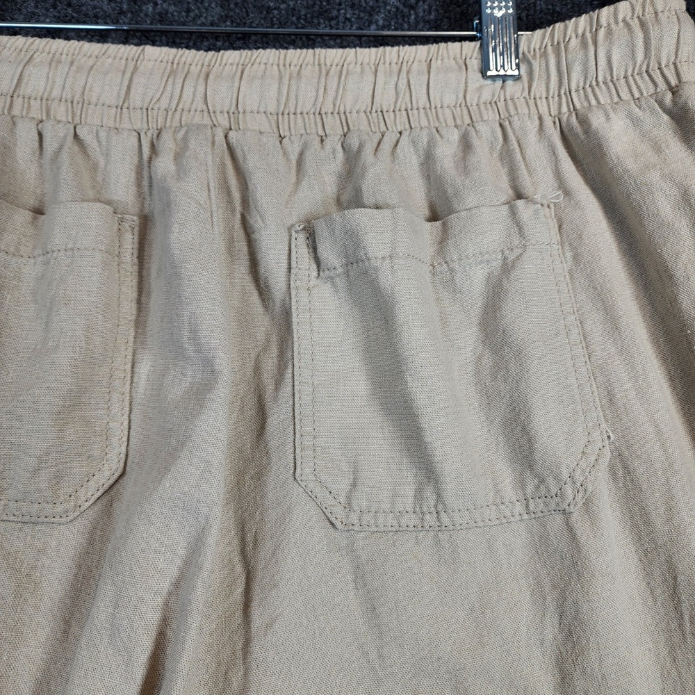 Westbound Women Linen Blend Coastal Boho Resort Wide Leg Crop Pants Size L - Picture 2 of 9